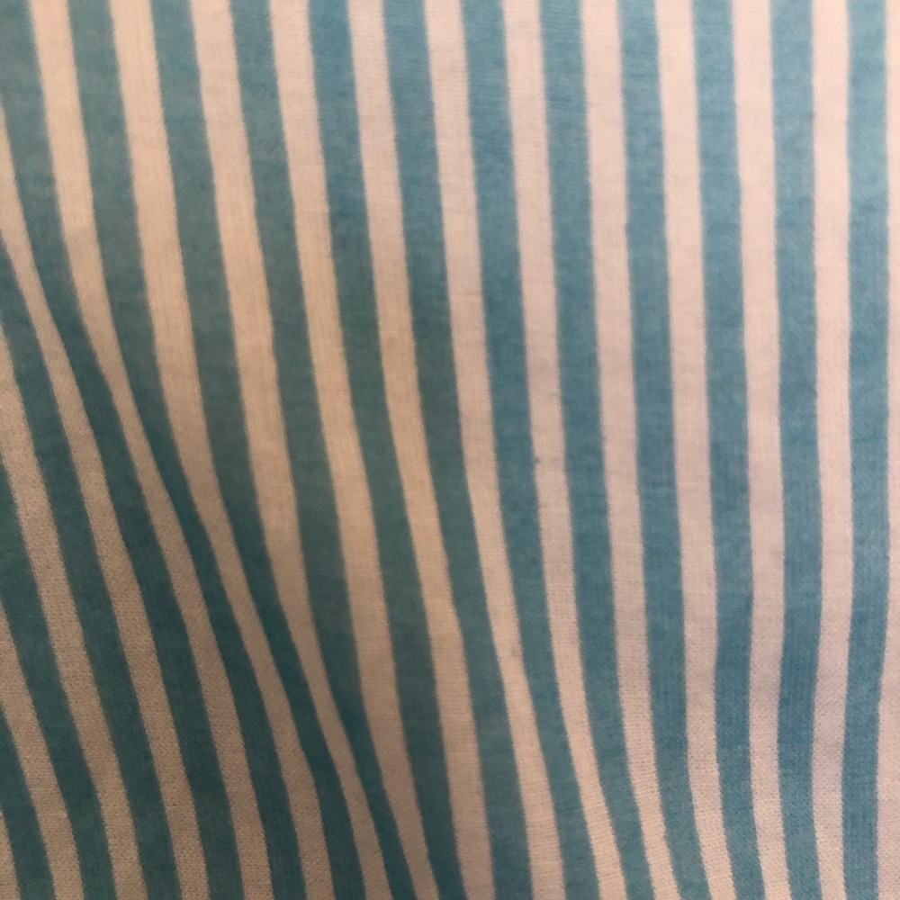 Zara Striped Ruffle Blouse Womens Small Teal White Sleeveless Button Up - Picture 8 of 10